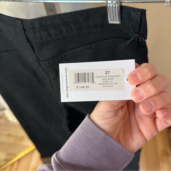 WEWOREWHAT Faux Fur Straight Leg Jeans - Picture 9 of 11